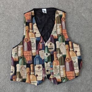 Vintage Wine Bottle Tapestry Vest Men's Large